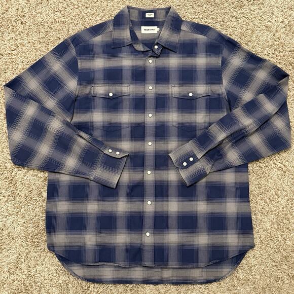Taylor Stitch Other - Taylor Stitch Pearl Snap Button Up Shirt Western Blue Grey Plaid Size 46 / XXL